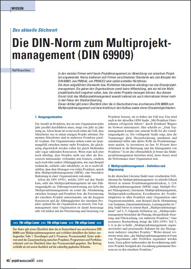 Multiprojektmanagement Nach Din 69909 Kurz Erklart